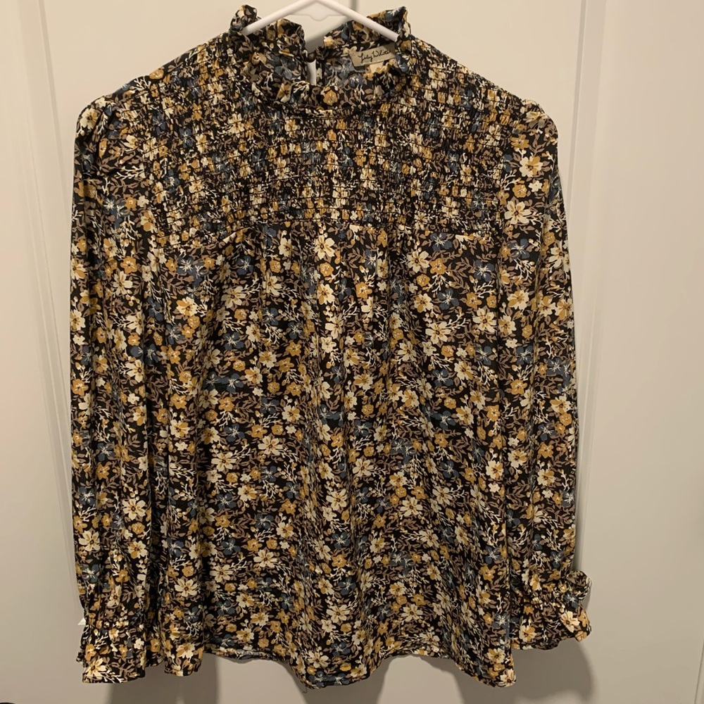 High Neck Floral Blouse
